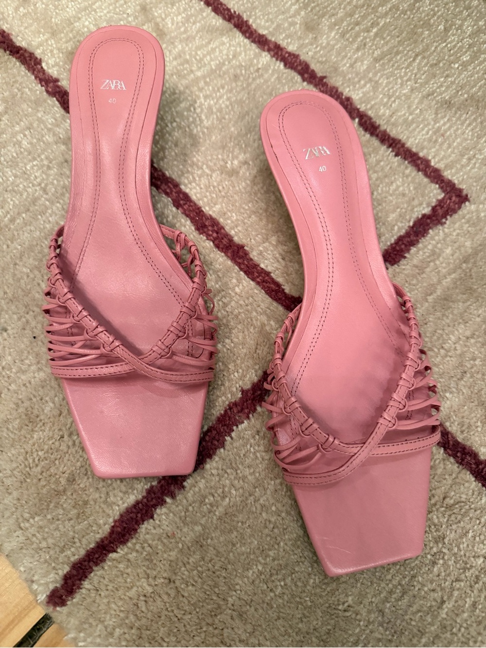 Zara pink low heel sandal
